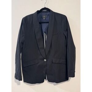 J. Crew‎ Black Linen Cotton Blazer Jacket Women Size 12TALL